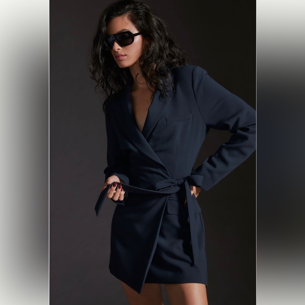 Anthropologie Tie Waist Blazer Mini Dress